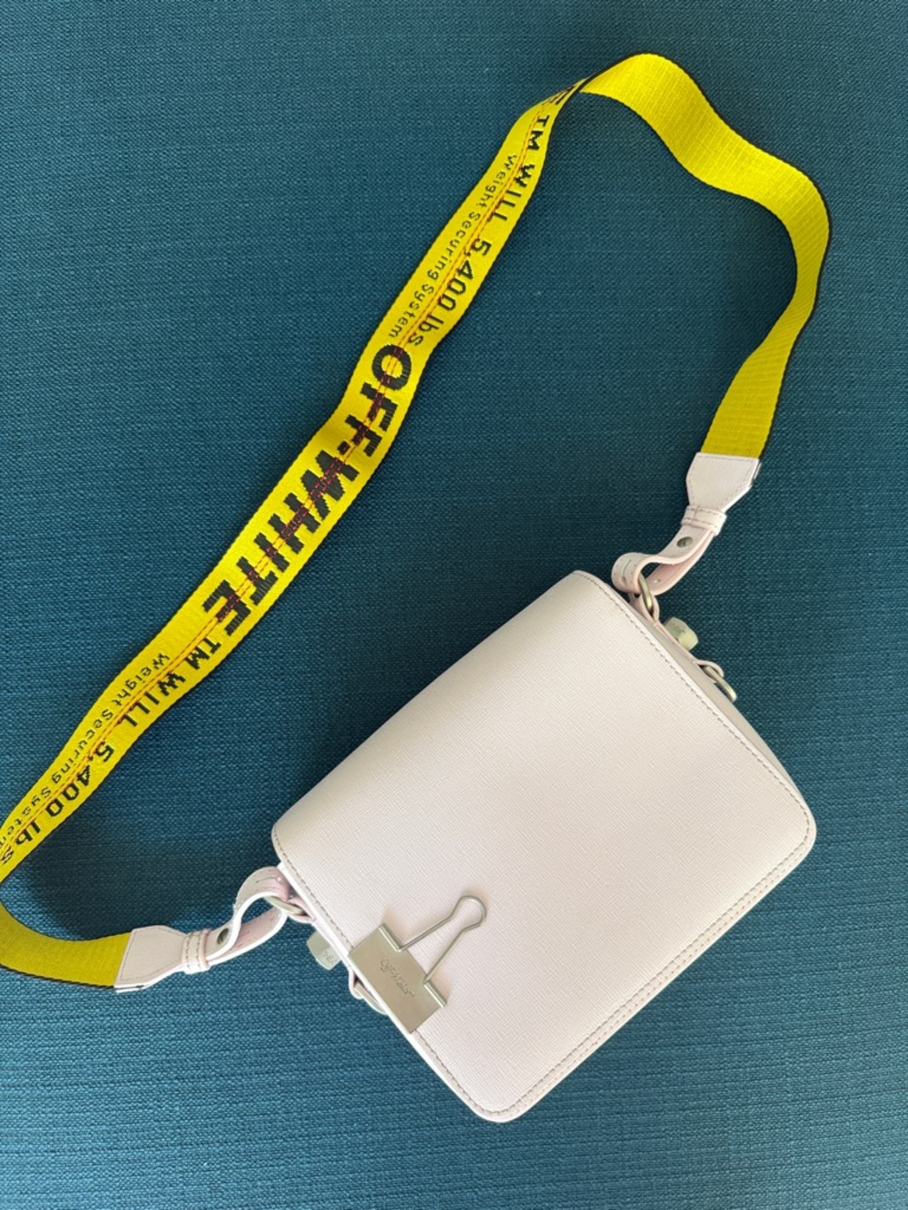 Off-White light pink Crossbody Bag with Logo Strap
